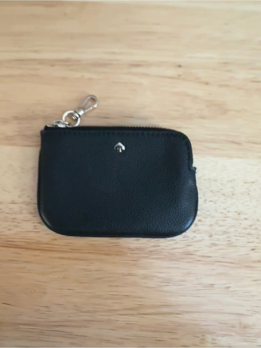 kate spade mini black pebbled leather zip key pouch with gold-tone hardware - Picture 2 of 3